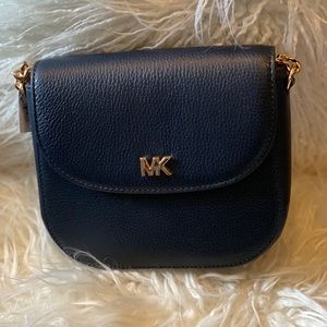 Michael Kors Half Dome Blue Pebble Leather Crossbody Bag